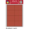Obrázek Print etikety A4 pro laserový a inkoustový tisk - 105 x 74 mm (8 etiket/ arch) červená
