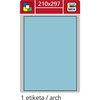 Obrázek Print etikety A4 pro laserový a inkoustový tisk - 210 x 297 mm (1 etiketa/ arch) modrá
