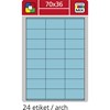 Obrázek Print etikety A4 pro laserový a inkoustový tisk - 70 x 36 mm (24 etiket/ arch) modrá