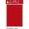 Obrázek Print etikety A4 pro laserový tisk - fluorescentní - kulaté prům.40 mm ( 24 etiket / arch) fluorescentní červená