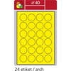 Obrázek Print etikety A4 pro laserový tisk - fluorescentní - kulaté prům.40 mm ( 24 etiket / arch) fluorescentní žlutá