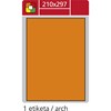 Obrázek Print etikety A4 pro laserový tisk - fluorescentní - 210 x 297 mm (1 etiketa / arch) fluorescentní oranžová