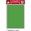 Obrázek Print etikety A4 pro laserový a inkoustový tisk - 210 x 297 mm (1 etiketa/ arch) zelená