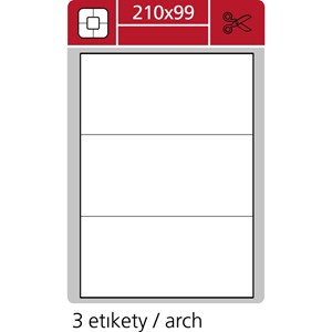 Obrázek Print etikety A4 PLUS pro laserový a inkoustový tisk - 210 x 99 mm (3 etikety / arch)